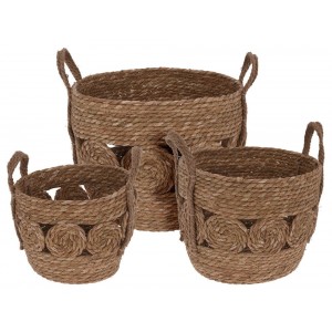 Σετ διακοσμητικά καλάθια H&S Collection (KR2002180) με χερούλια - 3 τεμάχια