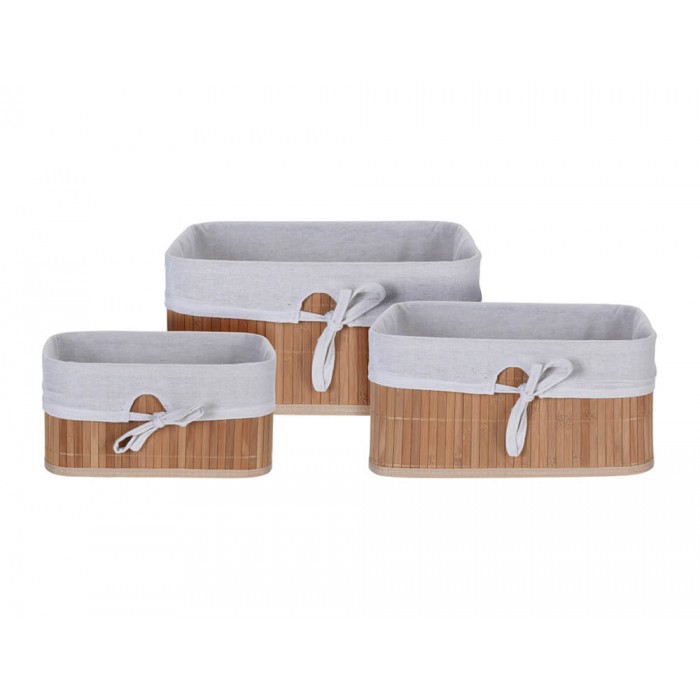  Basket Set H &Amp; S Collection Bamboo With Linen Ma10