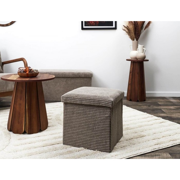  Coffre Pouf Pliable Cotele Scott Taupe M4 Hd0274Dm