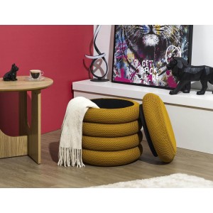 Σκαμπό-Μπαούλο Atom Home Deco Factory - 37X42Cm - Κίτρινο