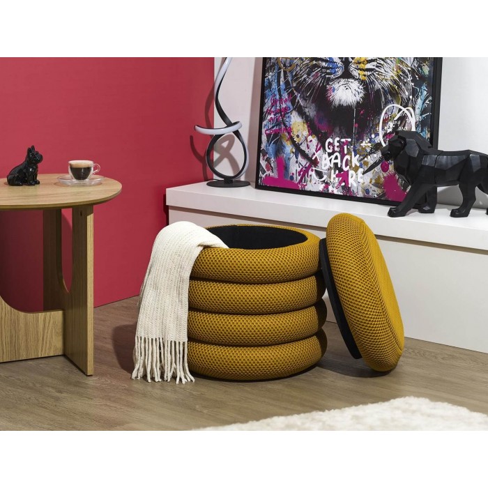 Σκαμπό-Μπαούλο Atom Home Deco Factory - 37X42Cm - Κίτρινο