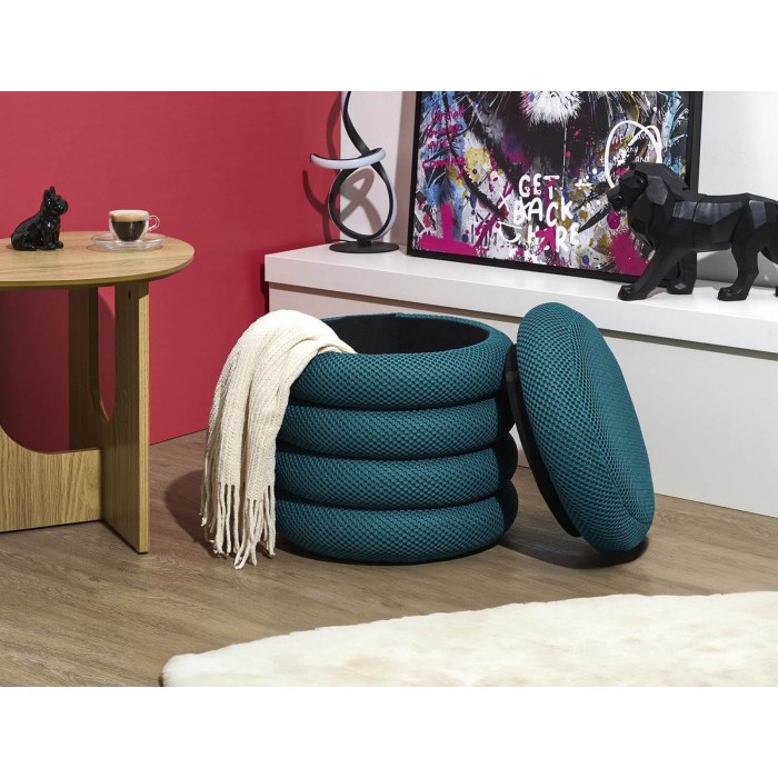 Σκαμπό-Μπαούλο Atom Home Deco Factory - 37X42Cm - Μπλε