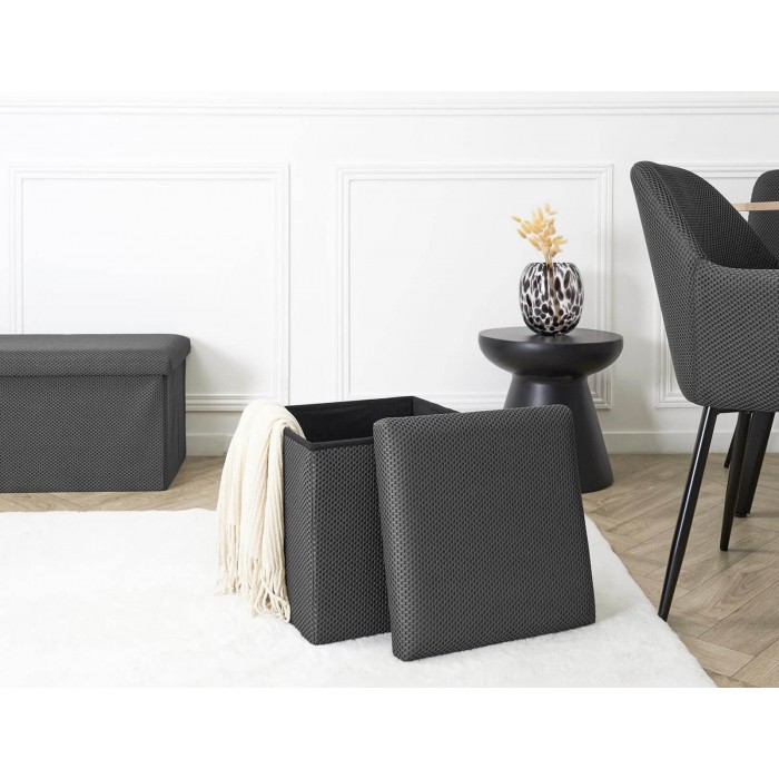 Σκαμπό-Μπαούλο Atom Home Deco Factory - 38X38X38Cm - Γκρι