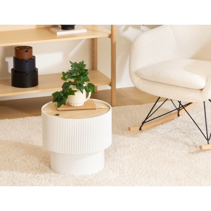 Τραπεζάκι Βοηθητικό Enola Atmosphera με αποθηκευτικό χώρο και διαστάσεις 38.5x35cm - MDF - Λευκό