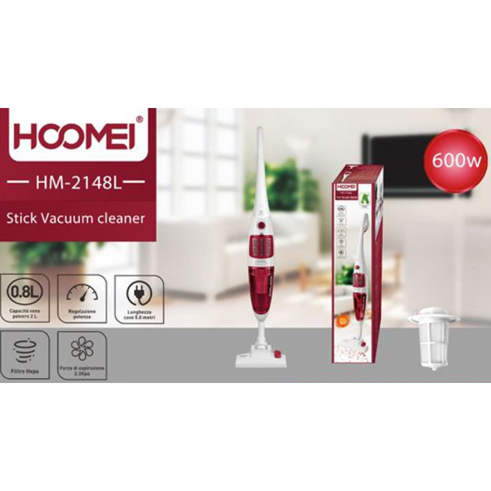 Ηλεκτρική Σκούπα Stick 600W λευκή 124.8x26.4x27cm Hoomei HM-2148L