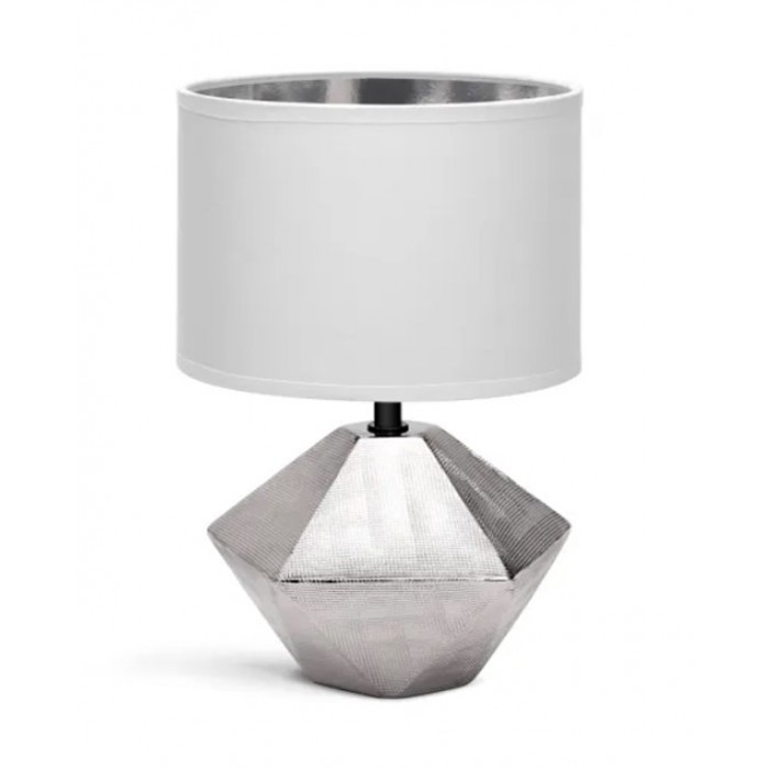 Πορτατίφ Κεραμικό με Ασημί Βάση E14 15x25cm ForHome 519716