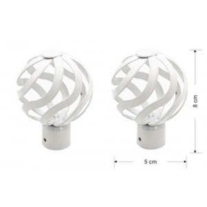 Άκρα Κουρτινόξυλου από Μέταλλο άσπρο 8x5cm Φ20mm σετ 2 τμχ ForHome 240672