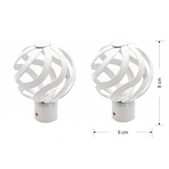 Άκρα Κουρτινόξυλου από Μέταλλο άσπρο 8x5cm Φ20mm σετ 2 τμχ ForHome 240672