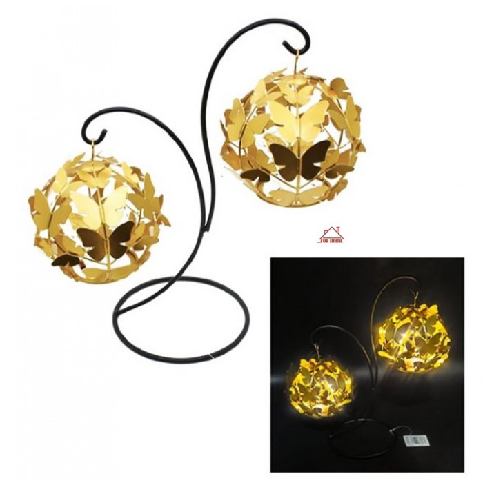 Κηροπήγιο Μεταλλικό Χρυσό Led Διπλό 35x15cm ForHome 220719
