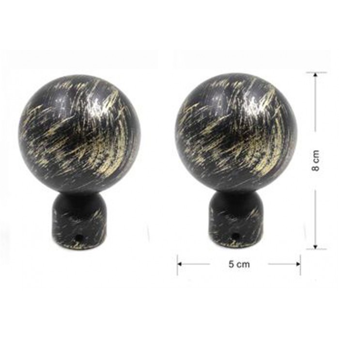 Άκρα Κουρτινόξυλου από Μέταλλο μαύρο 8x5cm Φ20mm σετ 2 τμχ ForHome 240668