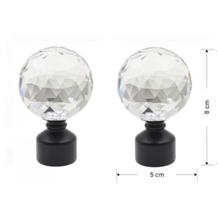 Άκρα Κουρτινόξυλου από Μέταλλο μαύρο 8x5cm Φ20mm σετ 2 τμχ ForHome 240669