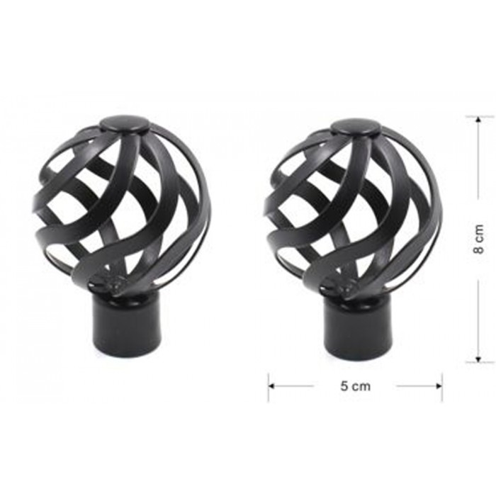 Άκρα Κουρτινόξυλου από Μέταλλο μαύρο 8x5cm Φ20mm σετ 2 τμχ ForHome 240673