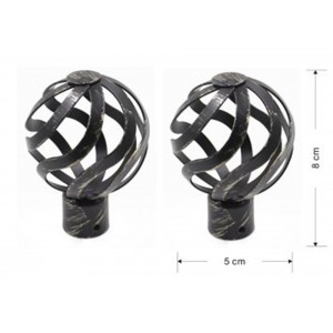 Άκρα Κουρτινόξυλου από Μέταλλο μαύρο 8x5cm Φ20mm σετ 2 τμχ ForHome 240674