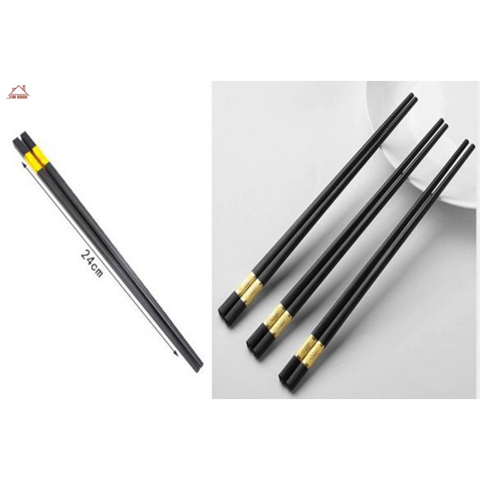 Chopsticks ξυλάκια Μαύρα 5 ζεύγοι 24cm ForHome 24002156