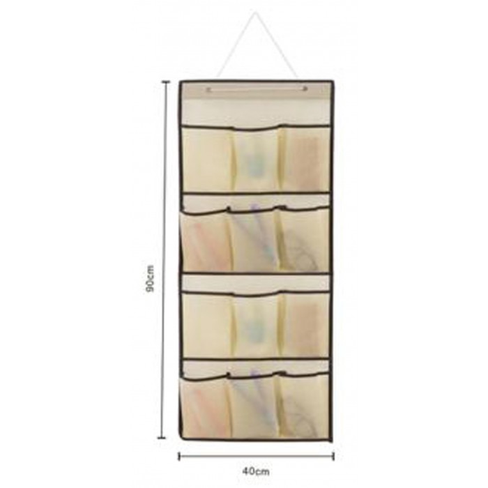 Κρεμαστή Θήκη 12 θέσεων Υφασμάτινη μπεζ 90x40cm ForHome 244368