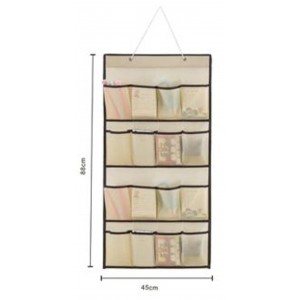 Κρεμαστή Θήκη 16 θέσεων Υφασμάτινη μπεζ 88x45cm ForHome 244369