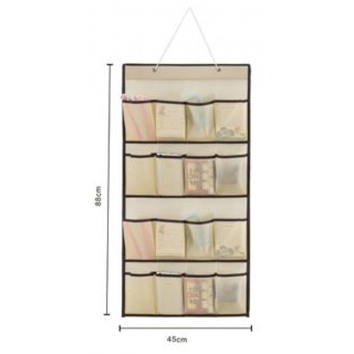 Κρεμαστή Θήκη 16 θέσεων Υφασμάτινη μπεζ 88x45cm ForHome 244369
