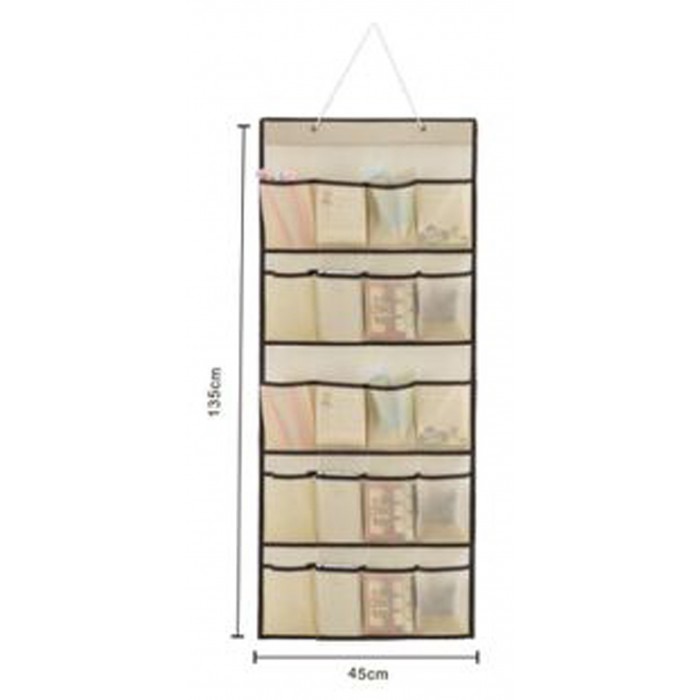 Κρεμαστή Θήκη 20 θέσεων Υφασμάτινη μπεζ 135x45cm ForHome 244370