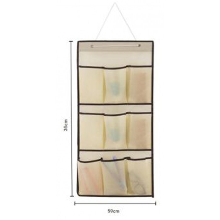 Κρεμαστή Θήκη 9 θέσεων Υφασμάτινη μπεζ 75x45cm ForHome 244367
